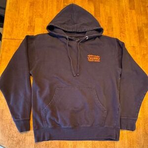 Theory Skateboarding Hoodie Black W/Orange Spellout Men's Size Medium